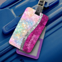 Cute iridescent roze faux glitter monogram