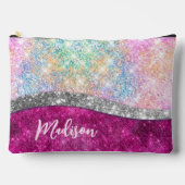 Cute iridescent roze faux glitter monogram etui (Voorkant)