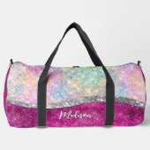 Cute iridescent roze faux glitter monogram plunjezak (Voorkant)