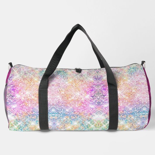 Cute iridescent roze faux glitter monogram plunjezak (Achterkant)