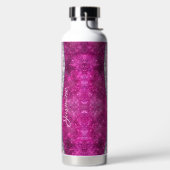 Cute iridescent roze faux glitter monogram waterfles (Links)