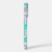 Cute iridescent turquoise faux glitter monogram Case-Mate iPhone case (Achterkant / Rechts)