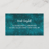Cute iridescent turquoise faux glitter monogram visitekaartje (Achterkant)