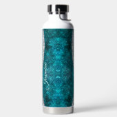 Cute iridescent turquoise faux glitter monogram waterfles (Links)