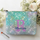 Cute iridescent unicorn blue faux monogram etui