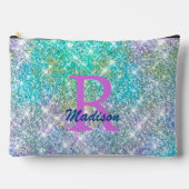 Cute iridescent unicorn blue faux monogram etui (Voorkant)