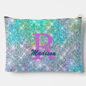 Cute iridescent unicorn blue faux monogram etui (Achterkant)