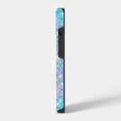 Cute iridescent unicorn blue faux monogram iPhone hoesje (Linkerkant)
