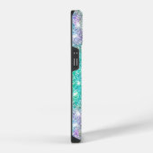 Cute iridescent unicorn blue faux monogram iPhone hoesje (Rechterkant)
