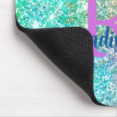 Cute iridescent unicorn blue faux monogram muismat (Hoek)