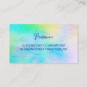 Cute iridescent unicorn blue faux monogram visitekaartje (Achterkant)