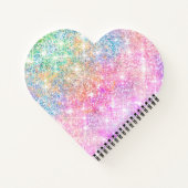 Cute iridescent unicorn gold glitter monogram notitieboek (Achterkant)