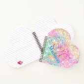 Cute iridescent unicorn gold glitter monogram notitieboek (Binnen)