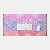 Cute iridescent unicorn ombre glitter monogram bureaumat (Keyboard & Muis)