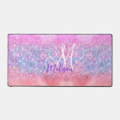 Cute iridescent unicorn ombre glitter monogram bureaumat (Voorkant)