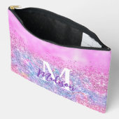 Cute iridescent unicorn ombre glitter monogram etui (Open)