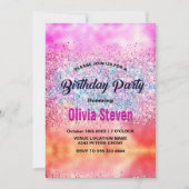 Cute iridescent unicorn ombre glitter monogram kaart (Voorkant)