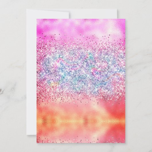 Cute iridescent unicorn ombre glitter monogram kaart (Achterkant)