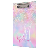 Cute iridescent unicorn ombre glitter monogram klembord (Links)