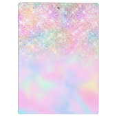 Cute iridescent unicorn ombre glitter monogram klembord (Achterkant)