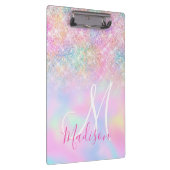 Cute iridescent unicorn ombre glitter monogram klembord (Rechts)