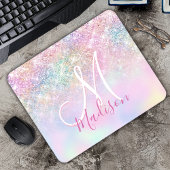 Cute iridescent unicorn ombre glitter monogram muismat