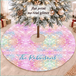 Cute iridescent unicorn pink faux glitter monogram kerstboom rok