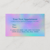 Cute iridescent unicorn roze faux glitter monogram afsprakenkaartje (Achterkant)