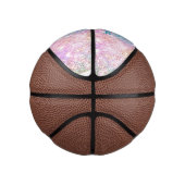 Cute iridescent unicorn roze faux glitter monogram basketbal (Rechts)