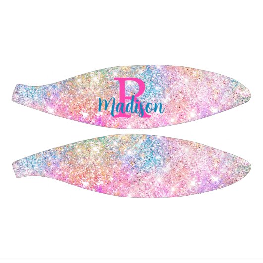 Cute iridescent unicorn roze faux glitter monogram basketbal (Panelen)