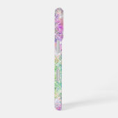 Cute iridescent unicorn roze faux glitter monogram iPhone 16 hoesje (Rechterkant)