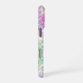 Cute iridescent unicorn roze faux glitter monogram iPhone hoesje (Rechterkant)
