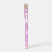 Cute iridescent unicorn roze faux glitter monogram iPhone hoesje (Linkerkant)