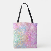 Cute iridescent unicorn roze faux glitter monogram tote bag (Achterkant)