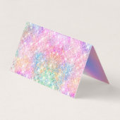 Cute iridescent unicorn roze faux glitter monogram visitekaartje (Achterkant)