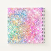 Cute iridescent unicorn roze glitter monogram notitieboek (Achterkant)