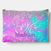 Cute iridescent unicorn Silver Glitter monogram Etui (Voorkant)