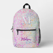 Cute iriserende dierenprint glitters monogram bedrukte rugzak (Voorkant)