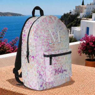 Cute iriserende dierenprint glitters monogram bedrukte rugzak