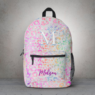 Cute iriserende dierenprint glitters monogram bedrukte rugzak