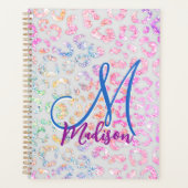 Cute iriserende dierenprint glitters monogram planner (Voorkant)