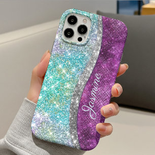 Cute iriserende paarse turquoise nepschitterwerk m Case-Mate iPhone case