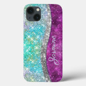 Cute iriserende paarse turquoise nepschitterwerk m Case-Mate iPhone case (Achterkant)