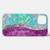 Cute iriserende paarse turquoise nepschitterwerk m Case-Mate iPhone case (Achterkant (horizontaal))