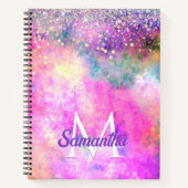 Cute iriserende zilveren nepschitterende monogram notitieboek (Voorkant)