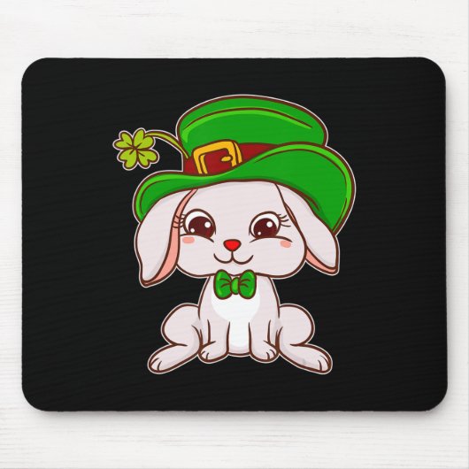 Cute Irish Bunny Dpress voor St Patrick Day Irish Muismat (Voorkant)