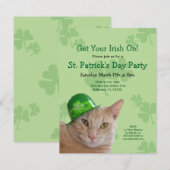 Cute Irish Cat St. Patrick's Day Party Kaart (Voorkant / Achterkant)