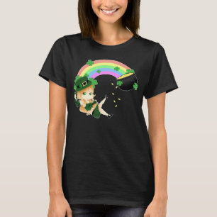 Cute Irish chibi leprechaun girl met goudpot T-shirt