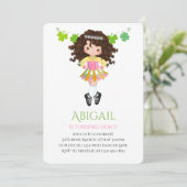 Cute Irish Dance Brunette Girl Shamrocks Birthday Kaart (Staand voorkant)