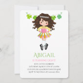 Cute Irish Dance Brunette Girl Shamrocks Birthday Kaart (Voorkant)